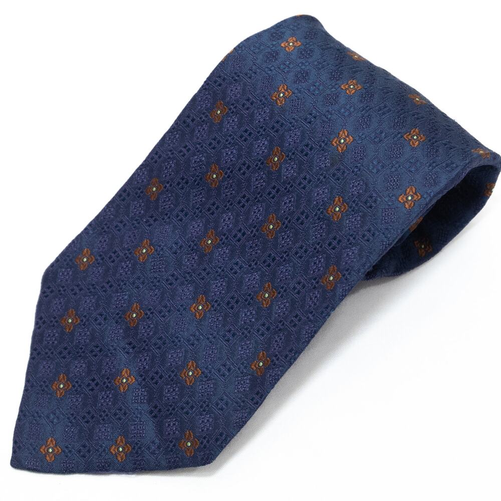 Hickey Freeman Collection Blue Navy Textured 100% Silk Tie